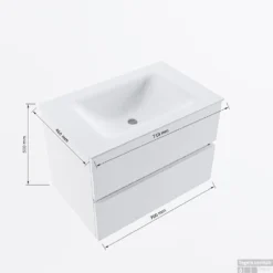 MONDIAZ VICA 70cm Badmeubel Onderkast Talc 2 Lades. Wastafel CLOUD Midden Zonder Kraangat, Kleur Talc Met Spiegel LED. -Baden Luxe Verkoop vicadluxe70cmcentermaattekening 8151264471911 1