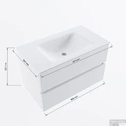 MONDIAZ VICA-DLUX 80cm Badmeubel Onderkast Talc 2 Lades. Inbouw Wastafel CLOUD Midden Zonder Kraangat, Kleur Ostra. -Baden Luxe Verkoop vicadluxe80cmcentermaattekening 8151264472010