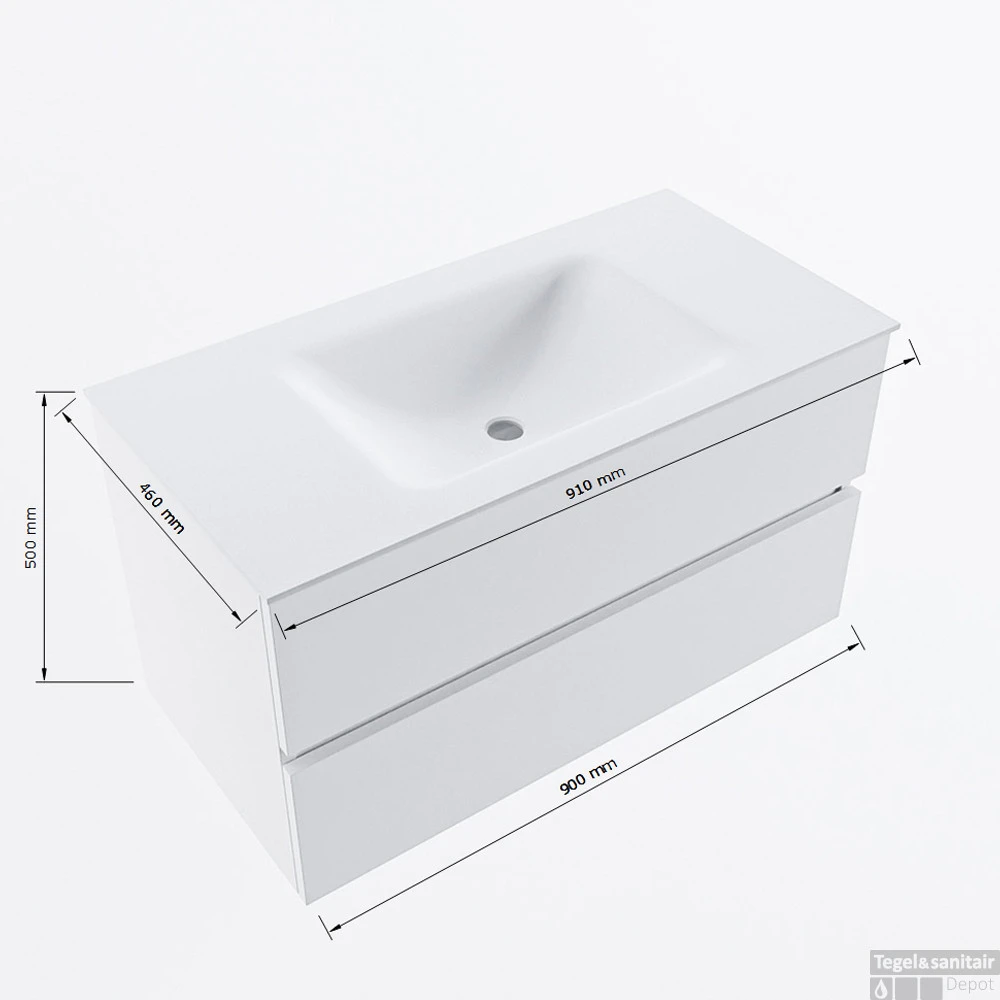 MONDIAZ VICA-DLUX 90cm Badmeubel Onderkast Rust 2 Lades. Inbouw Wastafel CLOUD Midden 1 Kraangat, Kleur Opalo, En Spiegel Model SPOT 9 MONDIAZ VICA-DLUX 90cm Badmeubel Onderkast Rust 2 Lades. Inbouw Wastafel CLOUD Midden 1 Kraangat, Kleur Opalo, En Spiegel Model SPOT - Afbeelding 9