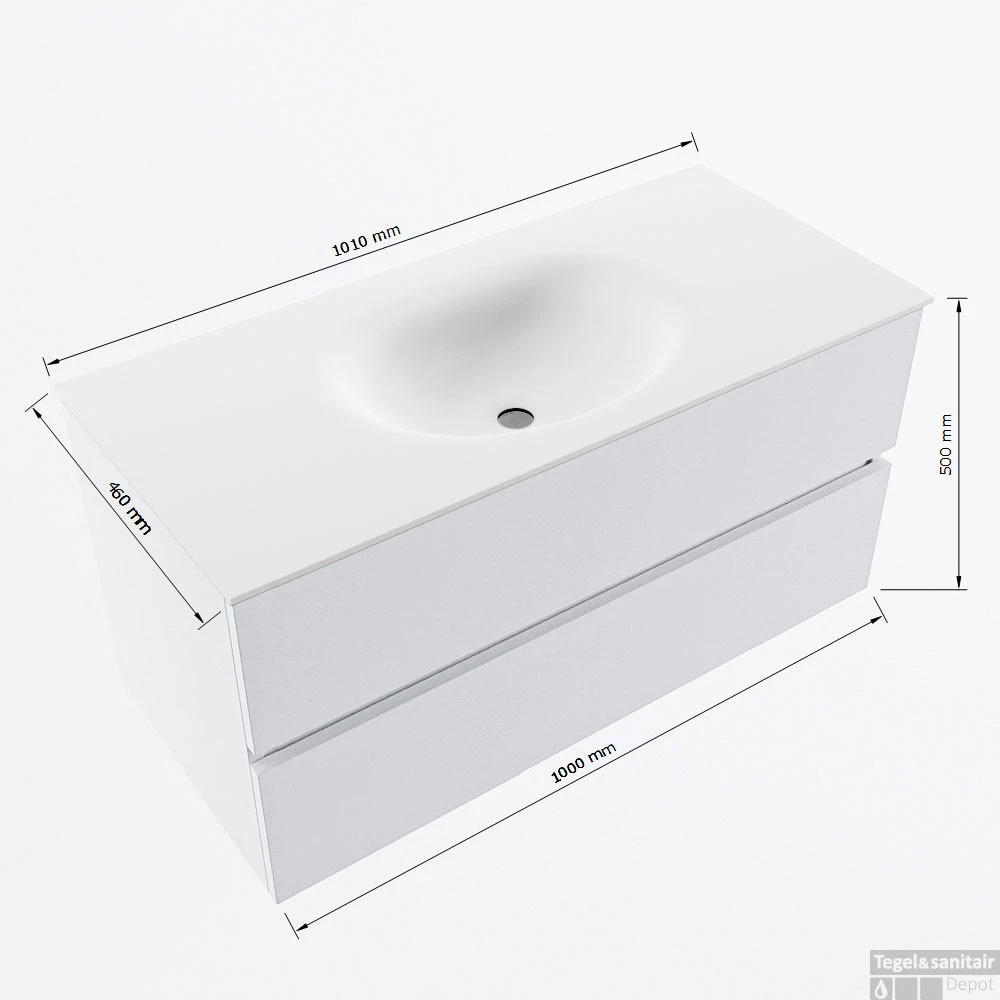 MONDIAZ VICA 100cm Badmeubel Onderkast Antracite 2 Lades. Wastafel Moon Midden Zonder Kraangat, Kleur Talc Met Spiegel LED. 8 MONDIAZ VICA 100cm Badmeubel Onderkast Antracite 2 Lades. Wastafel Moon Midden Zonder Kraangat, Kleur Talc Met Spiegel LED. - Afbeelding 8