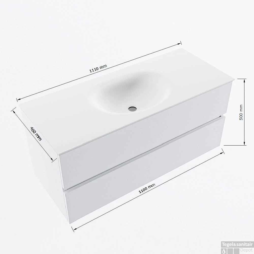 MONDIAZ VICA 110cm Badmeubel Onderkast Antracite 2 Lades. Wastafel Moon Midden Zonder Kraangat, Kleur Talc Met Spiegel LED. 8 MONDIAZ VICA 110cm Badmeubel Onderkast Antracite 2 Lades. Wastafel Moon Midden Zonder Kraangat, Kleur Talc Met Spiegel LED. - Afbeelding 8