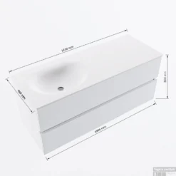 MONDIAZ VICA 120cm Badmeubel Onderkast Antracite 2 Lades. Wastafel Moon Links Zonder Kraangat, Kleur Talc Met Spiegel LED. 15 MONDIAZ VICA 120cm Badmeubel Onderkast Antracite 2 Lades. Wastafel Moon Links Zonder Kraangat, Kleur Talc Met Spiegel LED. -Baden Luxe Verkoop vicamoon120links2maattekening 12526264451468