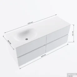 MONDIAZ VICA 130cm Badmeubel Onderkast Light Brown Grey 4 Lades. Wastafel MOON Links 1 Kraangat, Kleur Talc. 13 MONDIAZ VICA 130cm Badmeubel Onderkast Light Brown Grey 4 Lades. Wastafel MOON Links 1 Kraangat, Kleur Talc. -Baden Luxe Verkoop vicamoon130links4maattekening 12526264451770