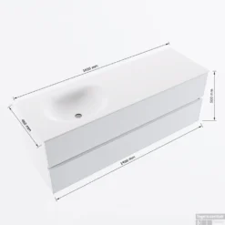 MONDIAZ VICA 140cm Badmeubel Onderkast Army 2 Lades. Wastafel MOON Links 1 Kraangat, Kleur Talc. 13 MONDIAZ VICA 140cm Badmeubel Onderkast Army 2 Lades. Wastafel MOON Links 1 Kraangat, Kleur Talc. -Baden Luxe Verkoop vicamoon140links2maattekening 12526264452216