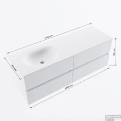 MONDIAZ VICA 140cm Badmeubel Onderkast Plata 4 Lades. Wastafel Moon Links 1 Kraangat, Kleur Talc Met Spiegel LED. 15 MONDIAZ VICA 140cm Badmeubel Onderkast Plata 4 Lades. Wastafel Moon Links 1 Kraangat, Kleur Talc Met Spiegel LED. -Baden Luxe Verkoop vicamoon140links4maattekening 12526264452032