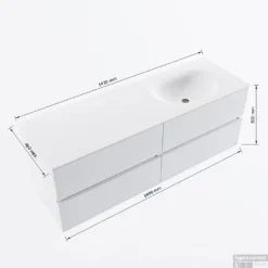 MONDIAZ VICA 140cm Badmeubel Onderkast Fire 4 Lades. Wastafel Moon Rechts 1 Kraangat, Kleur Talc Met Spiegel LED. 15 MONDIAZ VICA 140cm Badmeubel Onderkast Fire 4 Lades. Wastafel Moon Rechts 1 Kraangat, Kleur Talc Met Spiegel LED. -Baden Luxe Verkoop vicamoon140rechts4maattekening 12526264452094