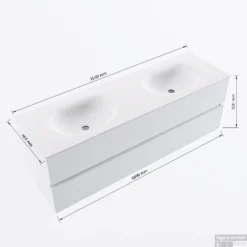 MONDIAZ VICA 150cm Badmeubel Onderkast Plata 2 Lades. Wastafel Moon Dubbel Zonder Kraangat, Kleur Talc Met Spiegel LED. 15 MONDIAZ VICA 150cm Badmeubel Onderkast Plata 2 Lades. Wastafel Moon Dubbel Zonder Kraangat, Kleur Talc Met Spiegel LED. -Baden Luxe Verkoop vicamoon150dubbel2maattekening 12526264452476