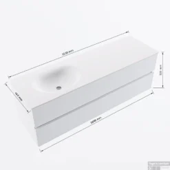 MONDIAZ VICA 150cm Badmeubel Onderkast Light Brown Grey 2 Lades. Wastafel Moon Links Zonder Kraangat, Kleur Talc Met Spiegel LED. 15 MONDIAZ VICA 150cm Badmeubel Onderkast Light Brown Grey 2 Lades. Wastafel Moon Links Zonder Kraangat, Kleur Talc Met Spiegel LED. -Baden Luxe Verkoop vicamoon150links2maattekening 12526264452528