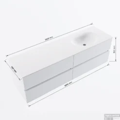 MONDIAZ VICA 160cm Badmeubel Onderkast Jeans 4 Lades. Wastafel MOON Rechts 1 Kraangat, Kleur Talc. 13 MONDIAZ VICA 160cm Badmeubel Onderkast Jeans 4 Lades. Wastafel MOON Rechts 1 Kraangat, Kleur Talc. -Baden Luxe Verkoop vicamoon160rechts4maattekening 12526264453129