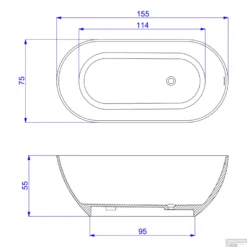 Vrijstaand Bad Arcqua Cusco Cast Marble 155x75x55 Cm Mat Zwart -Baden Luxe Verkoop vrijstaand bad bws cusco cast marble 155x75x55 cm mat zwart tec