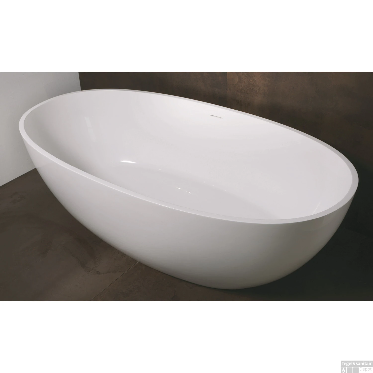 Vrijstaand Bad Luca Sanitair Vasca 180x93x56cm Mineral Stone Glans Wit - Afbeelding 2