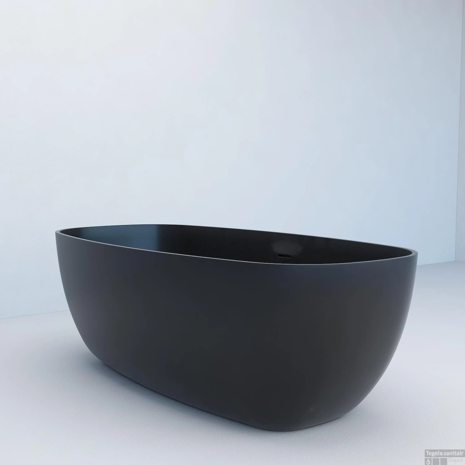 Vrijstaand Ligbad Salenzi Ocean Cast Marble Mat Zwart