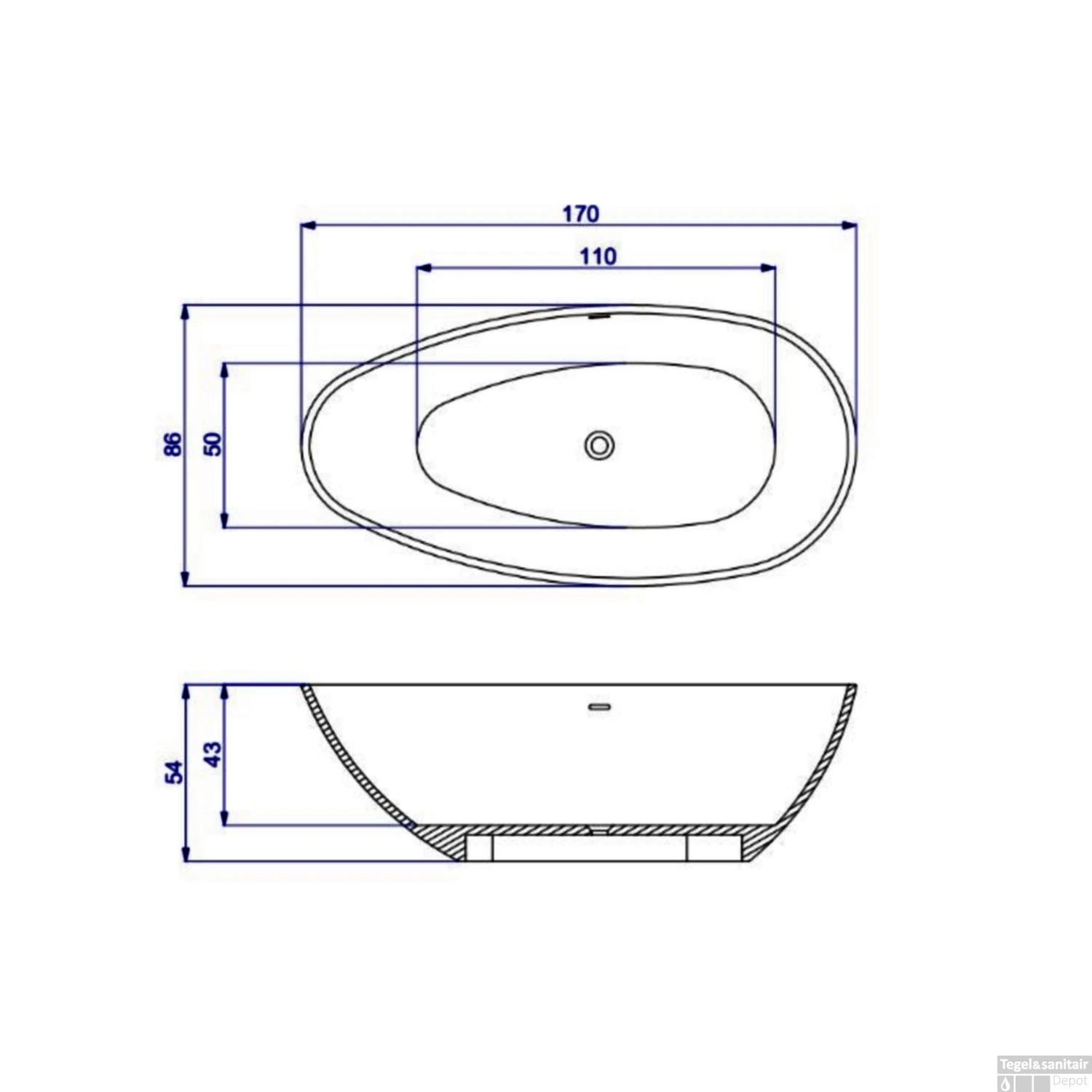 Vrijstaand Ligbad Salenzi Unica 170x86x54 Cm Cast Marble Mat Zwart 6 Vrijstaand Ligbad Salenzi Unica 170x86x54 Cm Cast Marble Mat Zwart - Afbeelding 6