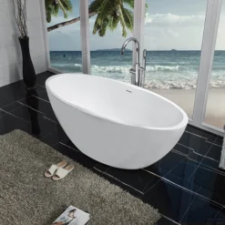 Vrijstaand Ligbad Wiesbaden Oval Acryl 170x78 Cm Mat Wit