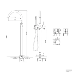 Vrijstaande Badkraan Brauer Brushed Met Handdouche Staafmodel Geborsteld RVS -Baden Luxe Verkoop vrijstaande badkraan brauer brushed met handdouche staafmodel geborsteld nikkel tech
