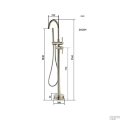 Vrijstaande Badkraan Boss & Wessing Exclusive Pro Met Mat Zwarte Handdoucheset RVS -Baden Luxe Verkoop vrijstaande badkraan bws exclusive pro met handdoucheset rvs tech