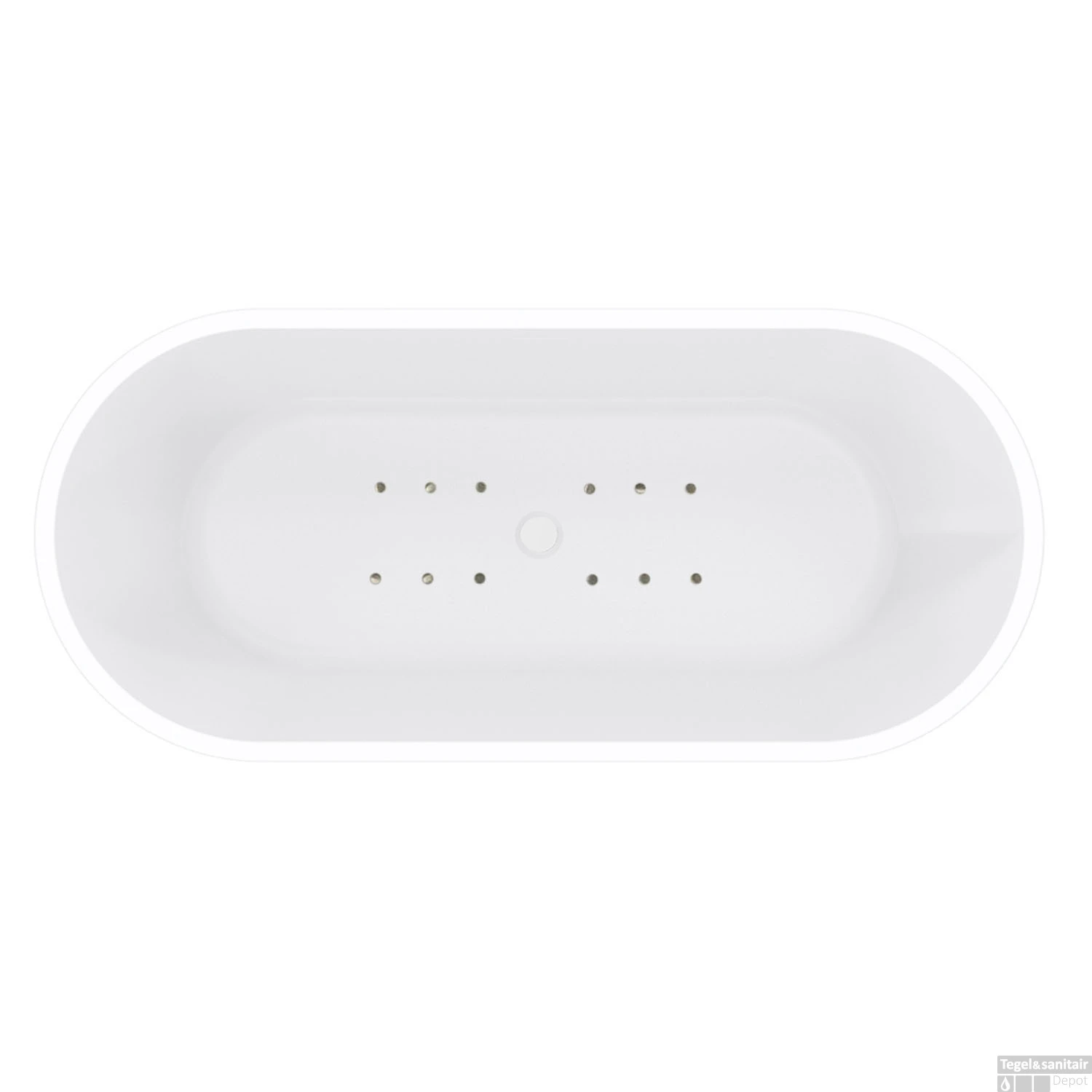 Vrijstaande Whirlpool Wiesbaden Libero 178x80x58.5 Cm Luchtsysteem Met RVS Jets Mat Wit - Afbeelding 2