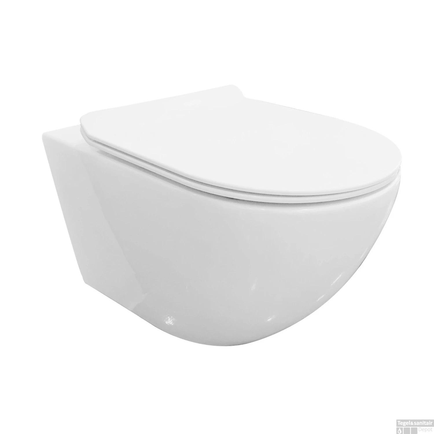 Wandcloset Best Design Guliano 55 Rimless Inclusief Zitting Glans Wit