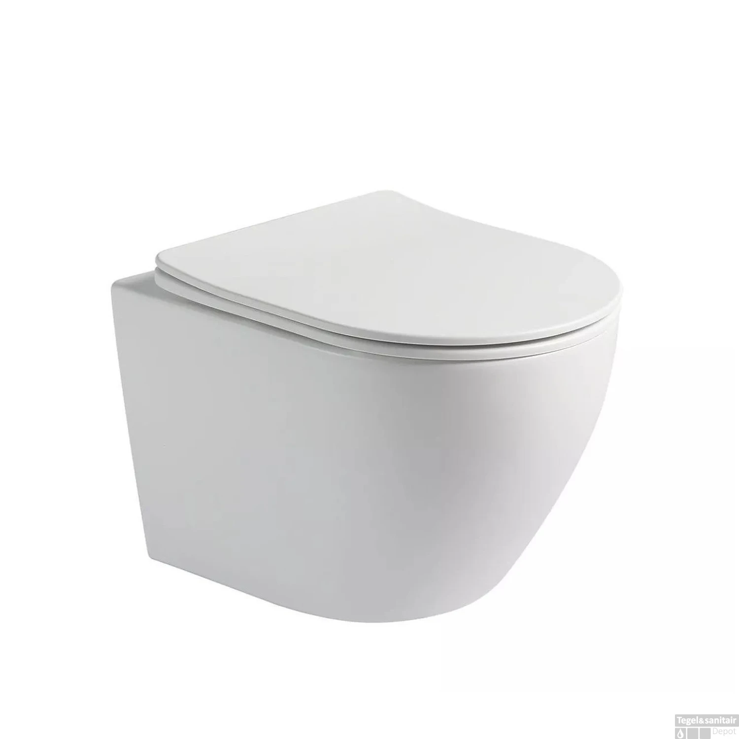 Wandcloset Sanilux Color Line Rimless 49x37x37 CM Met Slim Flatline Softclose Zitting Mat Wit