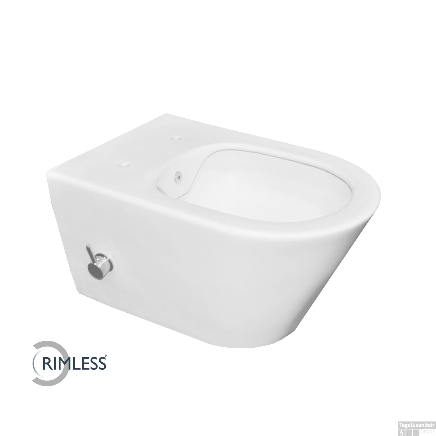 Wandcloset Wiesbaden Luxe Rimless 53 Cm Inclusief Ingebouwde Bidet MW/KD Mat Wit