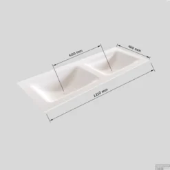 Badkamermeubel Solid Surface BWS Stockholm 120x46 Cm Dubbel Mat Wit 2 Laden (met 2 Kraangaten) -Baden Luxe Verkoop wastafel dubbel 120 cm tech 21