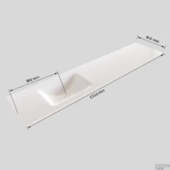 Badkamermeubel Solid Surface BWS Oslo 150x46 Cm Links Mat Groen 4 Laden (met 1 Kraangat) -Baden Luxe Verkoop wastafel links 150 cm 4 lades tech 6