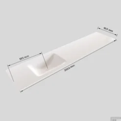 Badkamermeubel Solid Surface BWS Oslo 200x45 Cm Mat Zwart Urban Links (0 Kraangaten, 4 Lades) -Baden Luxe Verkoop wastafel links 200 cm 4 lades tech 1