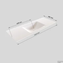 Badkamermeubel Solid Surface BWS Oslo 120x46 Cm Midden Mat Wit (zonder Kraangaten) -Baden Luxe Verkoop wastafel midden 120 cm tech 9