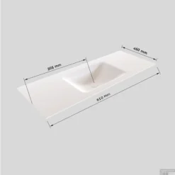 Badkamermeubel Solid Surface BWS Stockholm 60x46 Cm Wood Washed Oak (1 Kraangat) -Baden Luxe Verkoop wastafel midden 60 cm tech 16