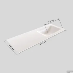 Badkamermeubel Solid Surface BWS Stockholm 120x46 Cm Rechts Mat Groen (met 1 Kraangat) -Baden Luxe Verkoop wastafel rechts 120 cm tech 14