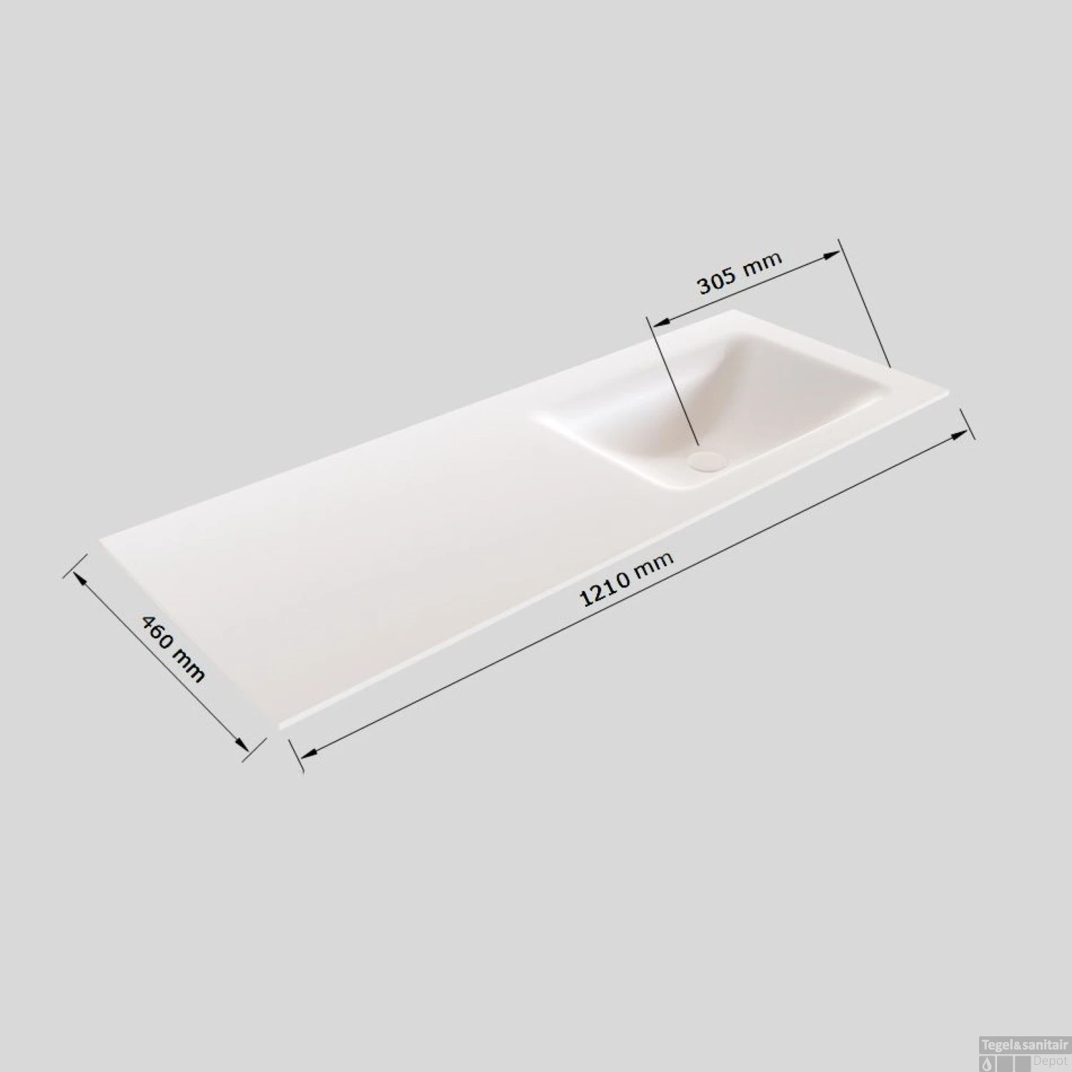 Badkamermeubel Solid Surface BWS Oslo 120x46 Cm Rechts Mat Antraciet 4 Laden (met 1 Kraangat) 7 Badkamermeubel Solid Surface BWS Oslo 120x46 Cm Rechts Mat Antraciet 4 Laden (met 1 Kraangat) - Afbeelding 7