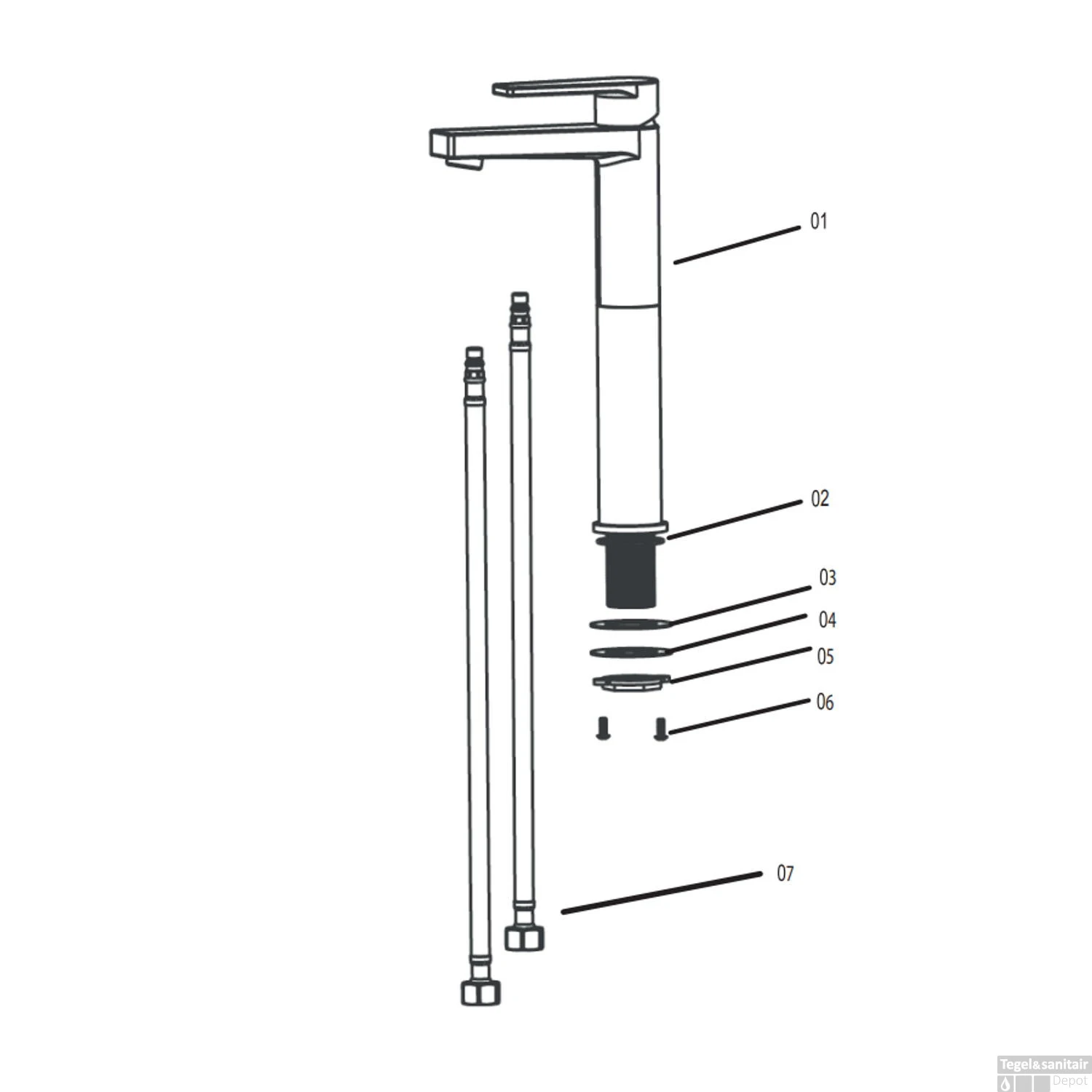 Wastafelkraan Boss & Wessing Colorato Verhoogd Gunmetal - Afbeelding 2