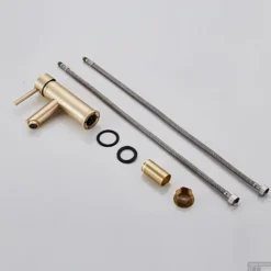 Wastafelkraan Boss & Wessing Gold Geborsteld Messing Mat Goud -Baden Luxe Verkoop wastafelkraan boss wessing gold geborsteld messing mat goud detail