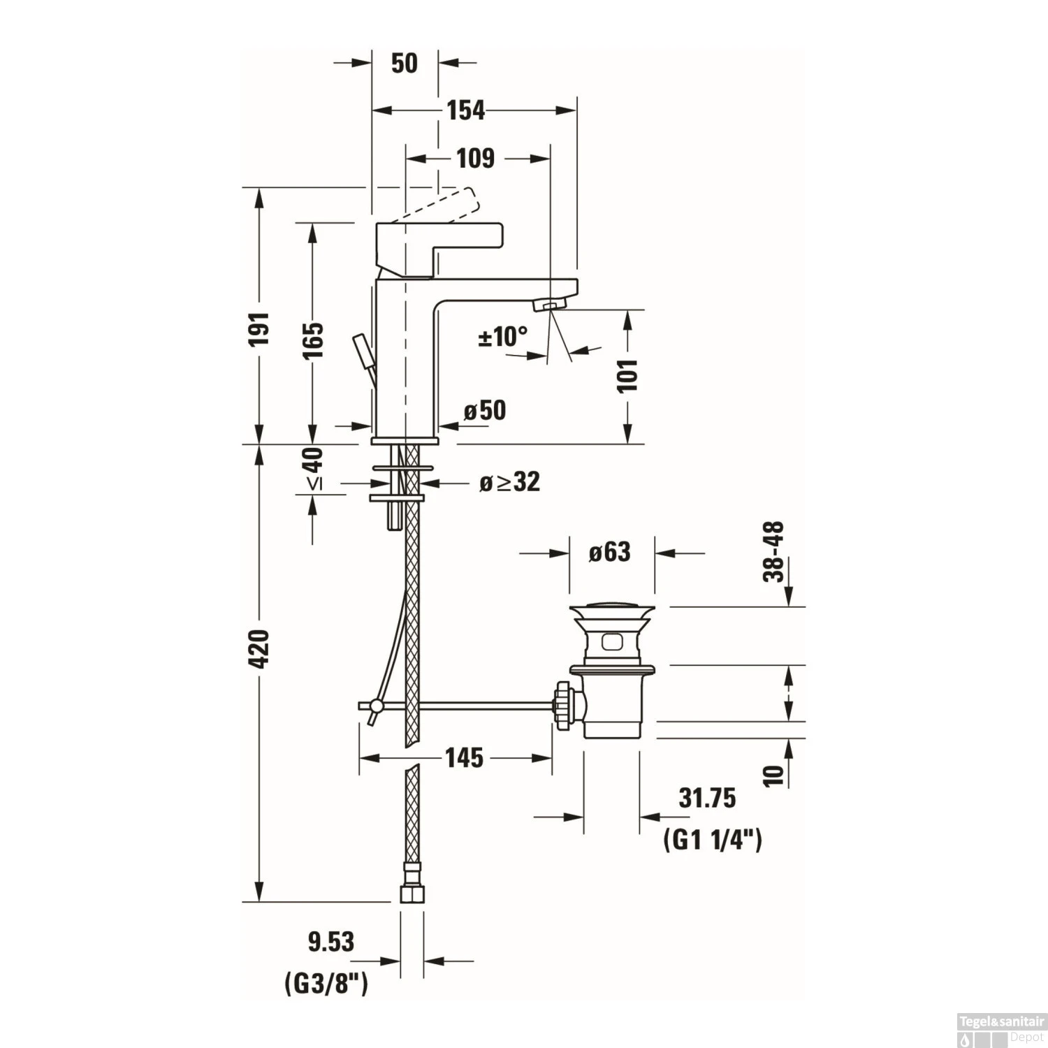 Wastafelkraan Duravit D-Neo Mengkraan EcoStart Eengreeps 50x154x165 Mm Trekwaste Chroom 3 Wastafelkraan Duravit D-Neo Mengkraan EcoStart Eengreeps 50x154x165 Mm Trekwaste Chroom - Afbeelding 3