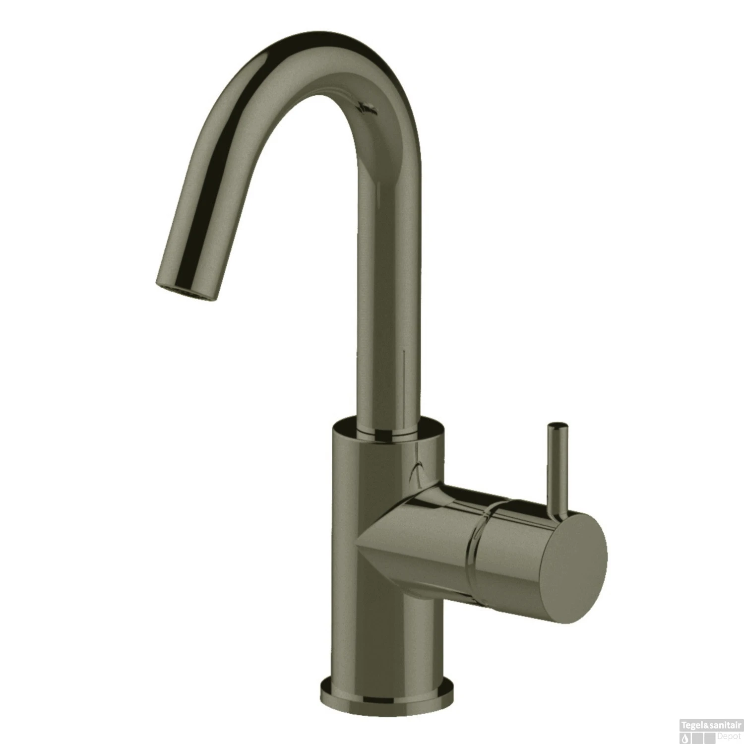 Wastafelkraan Opbouw Salenzi Giro Gebogen Gegalvaniseerd Zwart Chroom