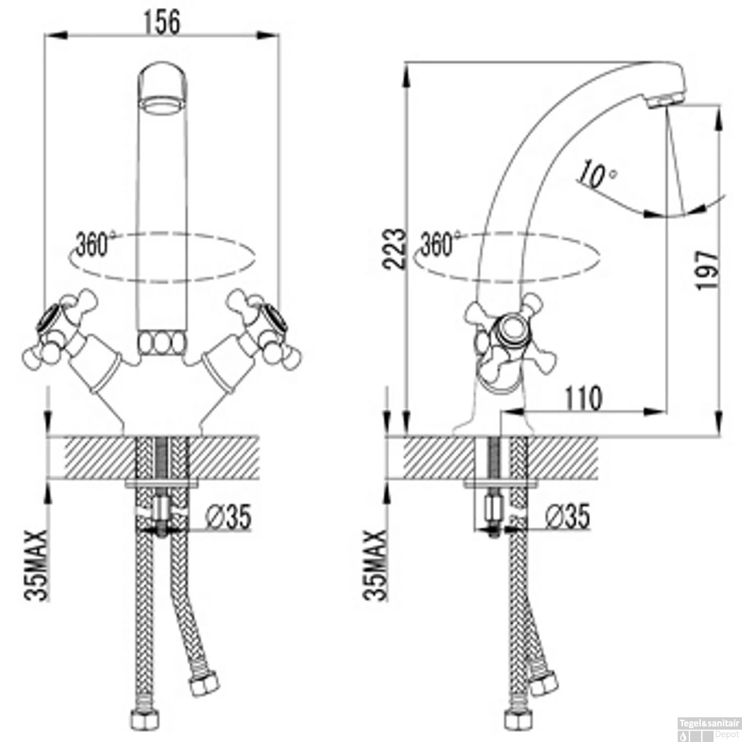 Wastafelkraan Plieger Charleston Met Waste Chroom 2 Wastafelkraan Plieger Charleston Met Waste Chroom - Afbeelding 2