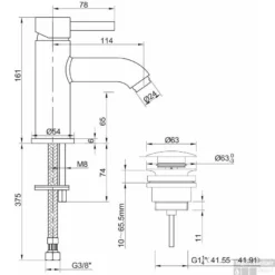 BWS Chepri Kiwa Wastafelmengkraan Laag, Clickwaste Chroom 6 BWS Chepri Kiwa Wastafelmengkraan Laag, Clickwaste Chroom -Baden Luxe Verkoop wastafelmengkraan cadans laag klik waste chroom technisch 4