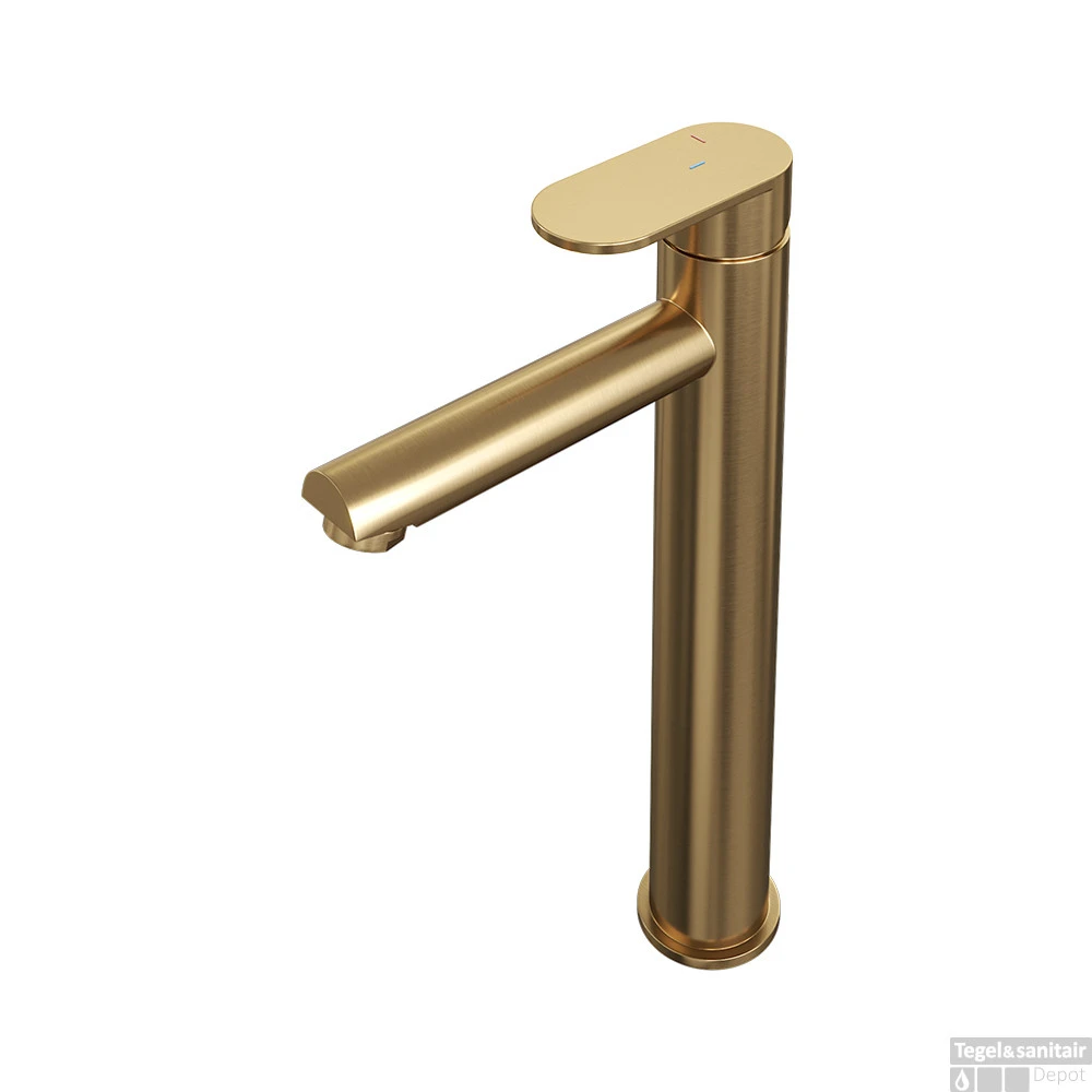 Wastafelmengkraan Brauer Gold Edition Coldstart Opbouw Hoog Platte Hendel Geborsteld Goud PVD