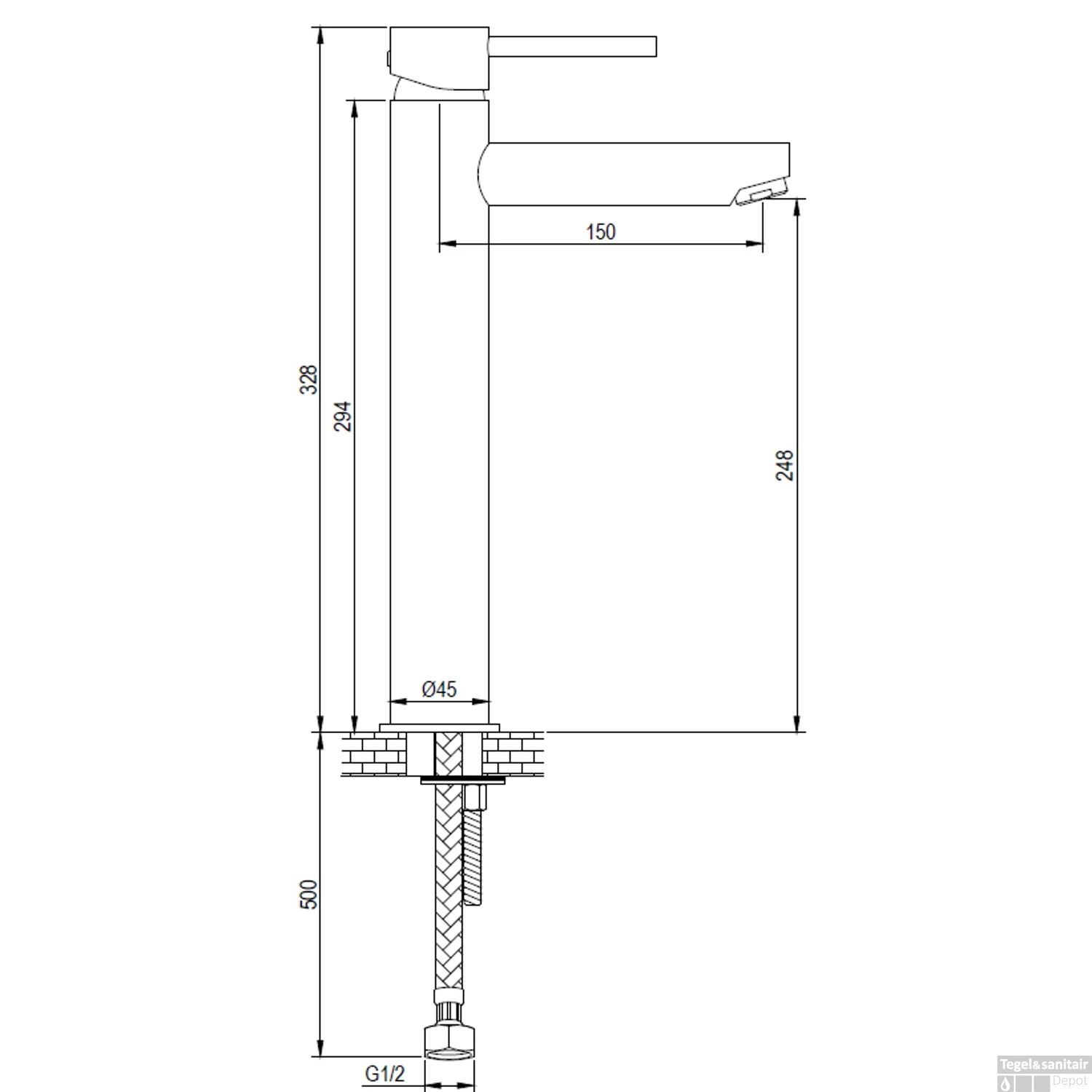 Wastafelmengkraan Brauer Gold Edition Coldstart Opbouw Hoog Platte Hendel Geborsteld Goud PVD - Afbeelding 2