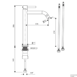 Wastafelmengkraan Differnz Hoog Gebogen Goud -Baden Luxe Verkoop wastafelmengkraan differnz hoog gebogen goud tech