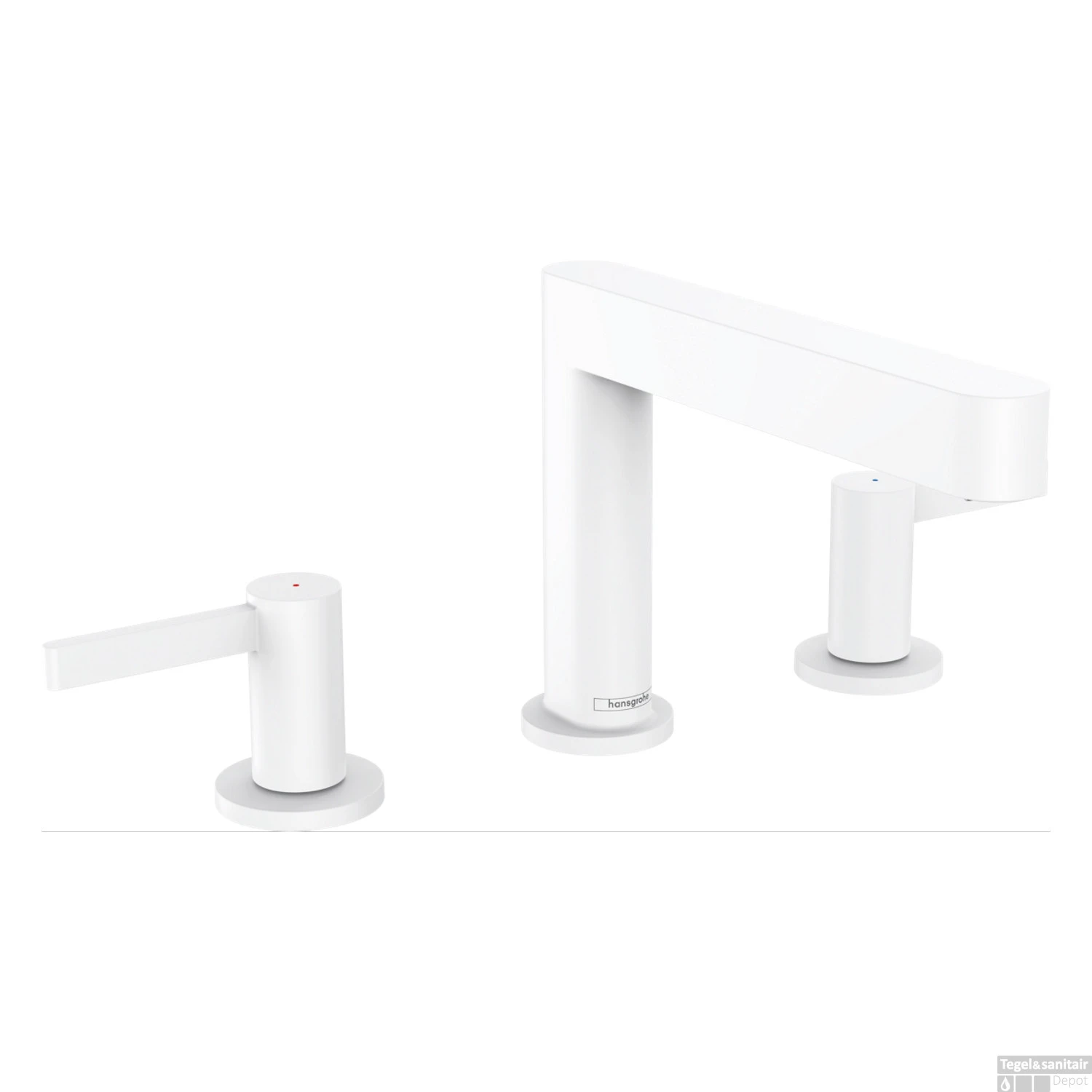 Wastafelmengkraan Finoris HansGrohe 3-gats 110 Met Push-Open Waste Mat Wit 1 Wastafelmengkraan Finoris HansGrohe 3-gats 110 Met Push-Open Waste Mat Wit