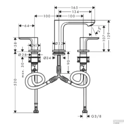 Wastafelmengkraan HansGrohe Rebris S 3-Gats 110 Met Trekwaste Chroom -Baden Luxe Verkoop wastafelmengkraan hansgrohe rebris s 3 gats 110 met trekwaste tech