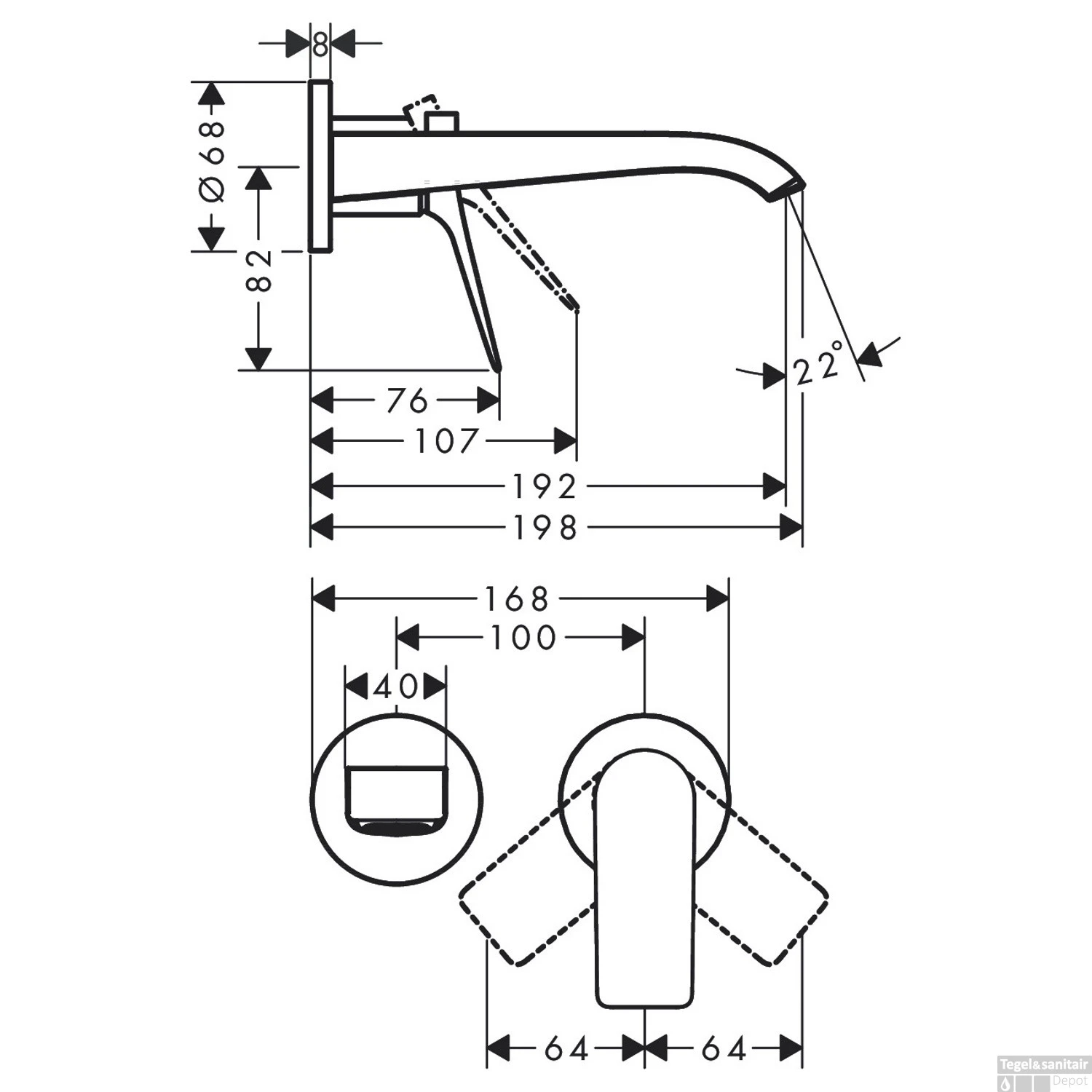 Wastafelmengkraan Hansgrohe Vivenis 2-gats Wandkraan 19.5 Cm Mat Wit - Afbeelding 3
