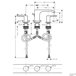 Wastafelmengkraan HansGrohe Vivenis 3-gats 90 Met Trekwaste Mat Wit -Baden Luxe Verkoop wastafelmengkraan hansgrohe vivenis 3 gats 90 met trekwaste tech 1