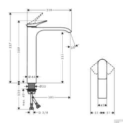 Wastafelmengkraan HansGrohe Vivenis Eengreeps 252 Zonder Afvoer Mat Zwart -Baden Luxe Verkoop wastafelmengkraan hansgrohe vivenis eengreeps 252 zonder afvoer tech 1