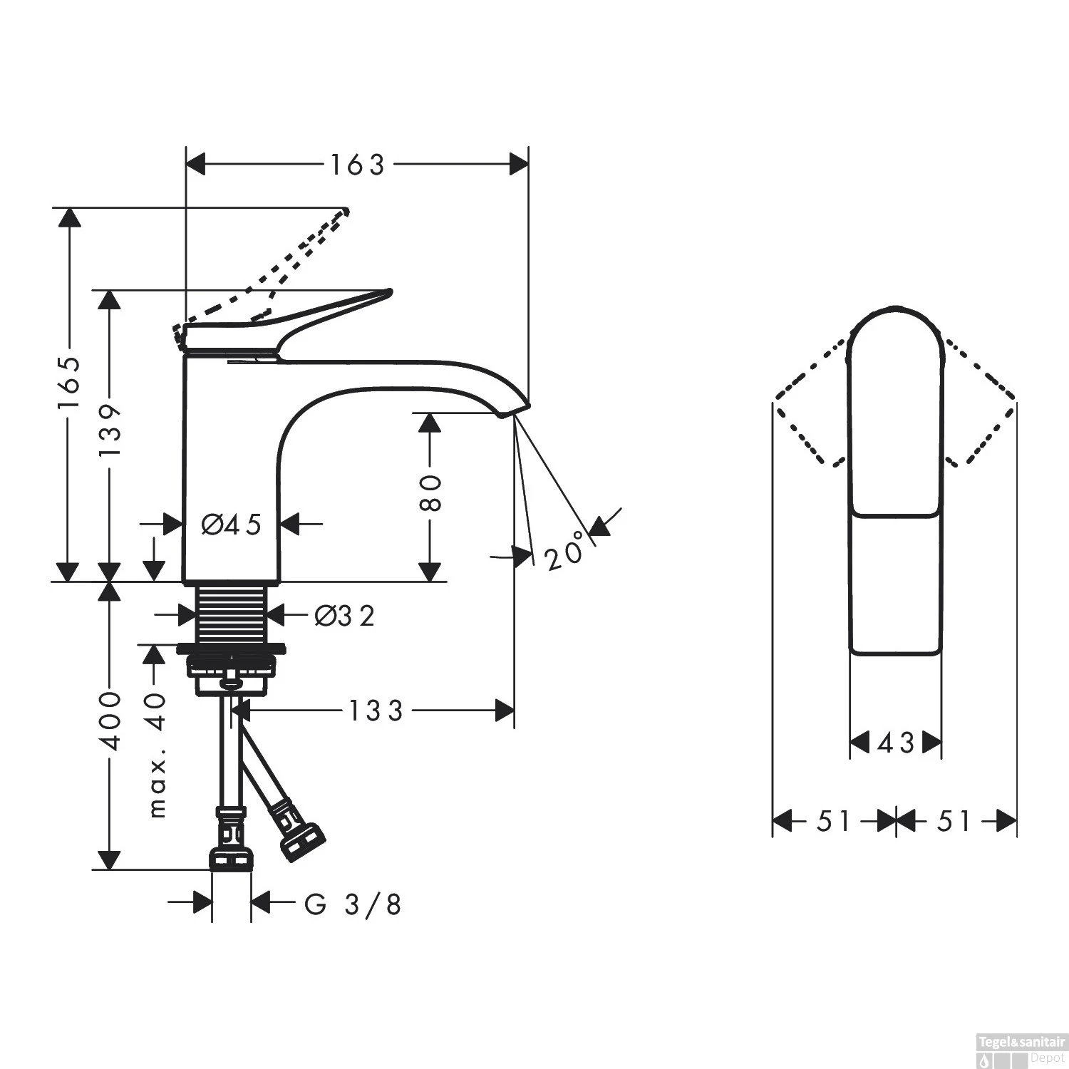 Wastafelmengkraan HansGrohe Vivenis Eengreeps 80 Zonder Afvoer Chroom 2 Wastafelmengkraan HansGrohe Vivenis Eengreeps 80 Zonder Afvoer Chroom - Afbeelding 2