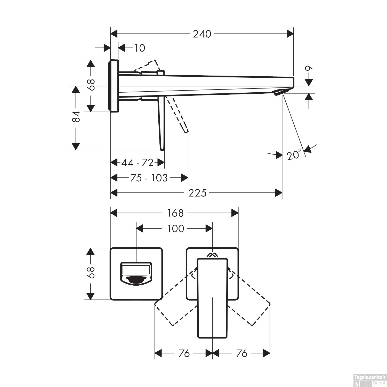 Wastafelmengkraan Metropol HansGrohe Afdekset Uitloop 22.5 Cm En Afvoerplug Mat Wit - Afbeelding 3