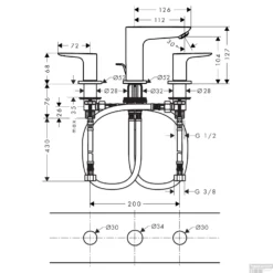 Wastafelmengkraan Talis E HansGrohe 3-Gats Met Trekwaste Geborsteld Brons -Baden Luxe Verkoop wastafelmengkraan talis e 3 gats tech