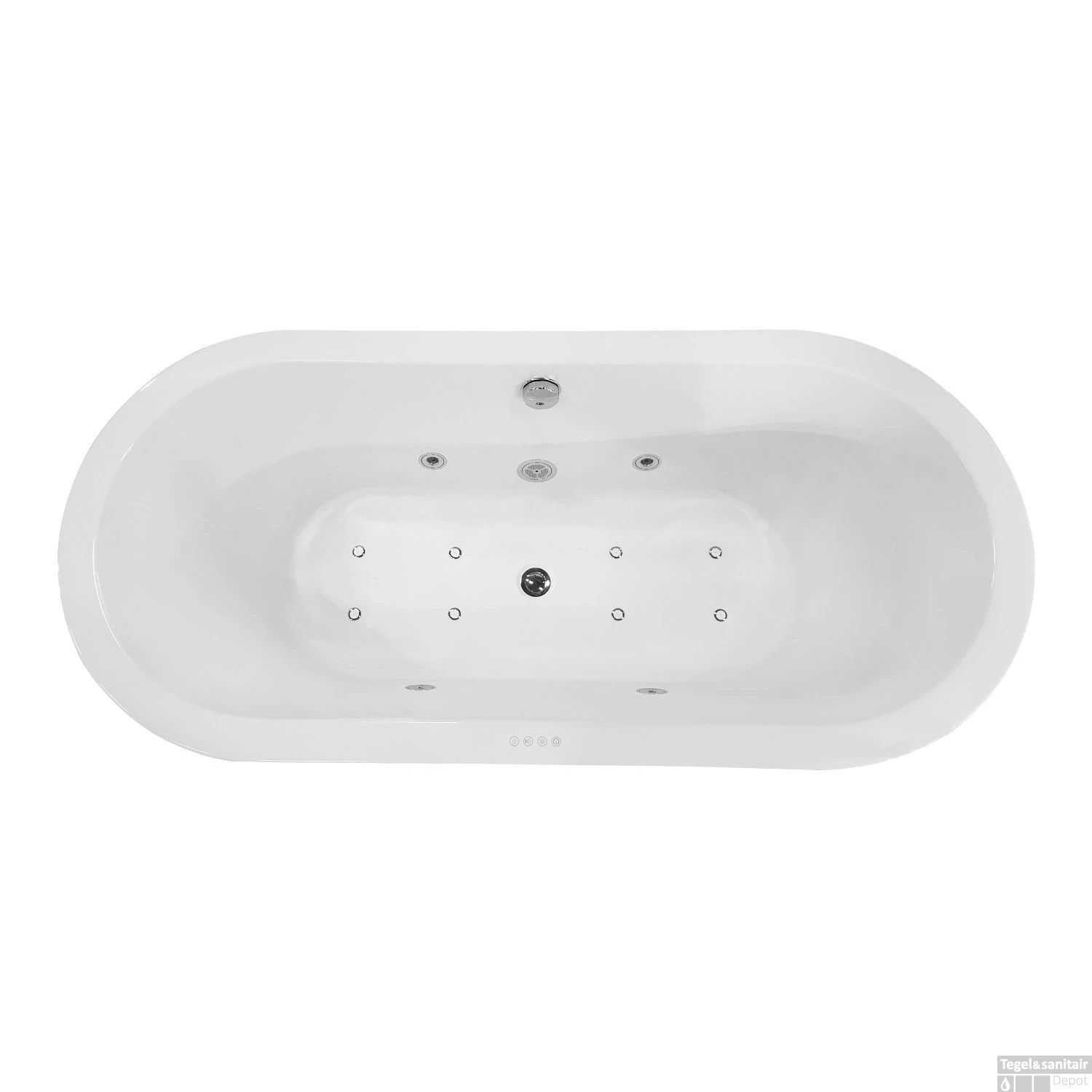 Whirlpool BWS Vrijstaand Ligbad Inclusief Waste Chroom 170x80x59 Cm Wit 3 Whirlpool BWS Vrijstaand Ligbad Inclusief Waste Chroom 170x80x59 Cm Wit - Afbeelding 3