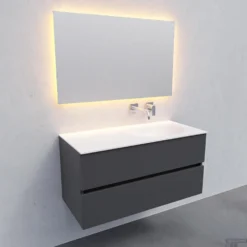 Badkamermeubel Solid Surface BWS Stockholm 100x46 Cm Rechts Mat Antraciet (zonder Kraangat) 9 Badkamermeubel Solid Surface BWS Stockholm 100x46 Cm Rechts Mat Antraciet (zonder Kraangat) -Baden Luxe Verkoop white wall new s 0020